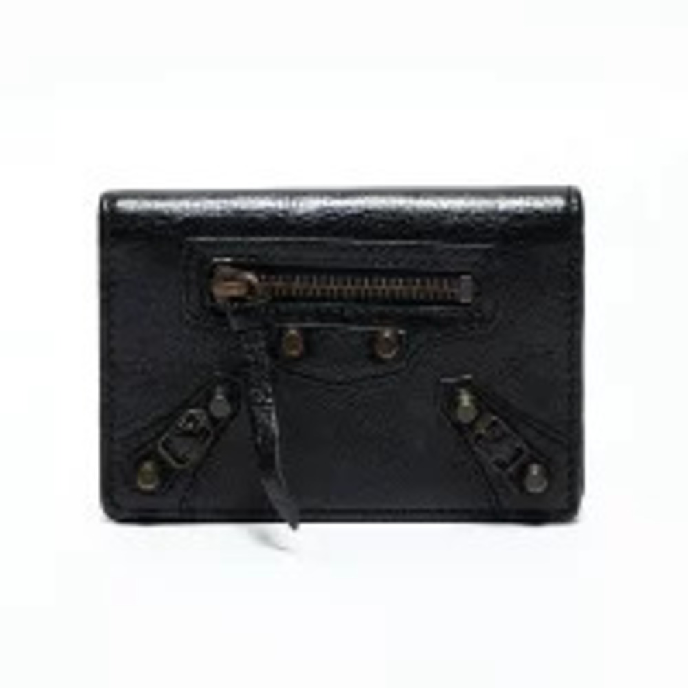 Balenciaga Leather Card Case Wallet Black